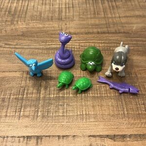 Disney Pixar plastic characters lBlue Bird, Purple Snake, Green Turtle + 4 more